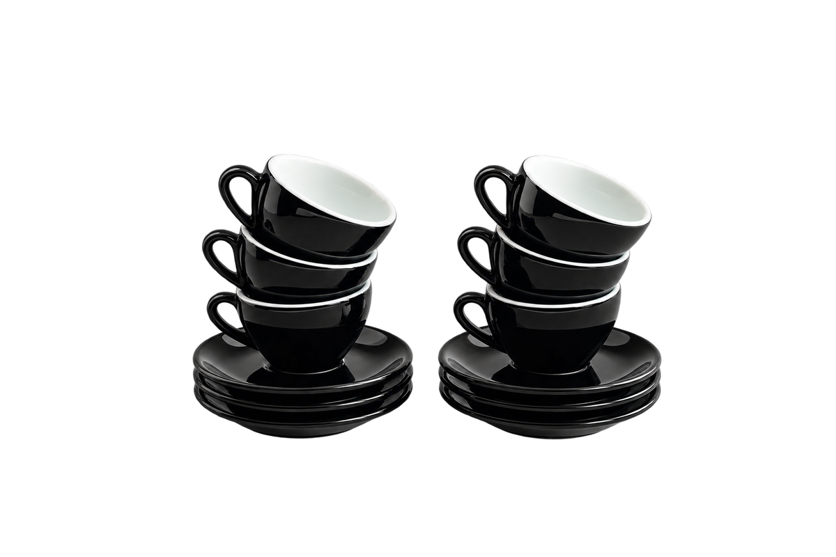 Set x6 tazas porcelana con plato 75Ml